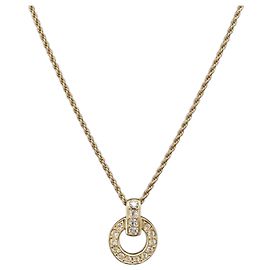 Collar Christian Dior de metal dorado Auth BA11393