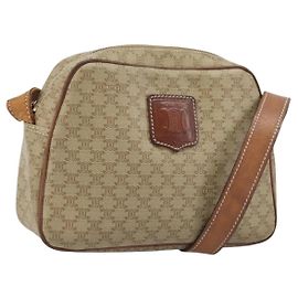 Céline Borsa a Spalla in Tela Macadam CELINE PVC Beige Oro Auth ARZ023