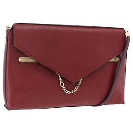 Chloé Borsa a spalla in pelle Chloe con catena rossa e oro Auth ka3046A