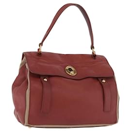 SAINT LAURENT Muse Borsa a Mano in Pelle Rossa Oro Auth BSZ046