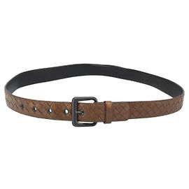 CINTURÓN DE CUERO INTRECCIATO BOTTEGA VENETA 42,9"" Marrón Auth 174153