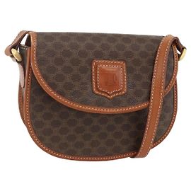 Céline Borsa a Spalla in Tela Macadam CELINE in Pelle PVC Marrone Oro Auth 174453