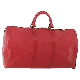 LOUIS VUITTON Epi Keepall 50 Sac Boston Rouge M42967 LV Auth hk3568