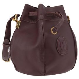 CARTIER Borsa a Spalla Must Line in Pelle Bordeaux Oro Auth BSZ197