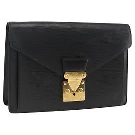 LOUIS VUITTON Epi Serie Dragonne Clutch Bag Negro M52612 LV Auth ep13784