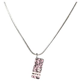 Collana Christian Dior metallo Argento Auth BA11470