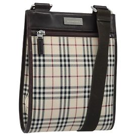 Burberry Borsa a Spalla Nova Check in Tela Beige Argento Autentica mr2160