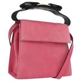Borsa a mano Vala in suede 2 in 1 rosa e oro Auth ARZ075A di Salvatore Ferragamo