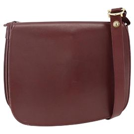 CARTIER Borsa a Spalla Must Line Pelle Bordeaux Oro Auth BSZ395