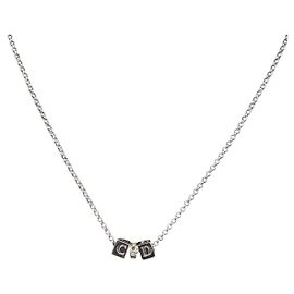 Collana Christian Dior metallo Argento Auth BA11492