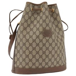 Borsa a spalla Gucci GG Supreme in PVC beige e oro 001 58 6850 Auth 174519