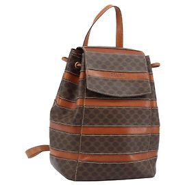 Céline Zaino in tela Macadam CELINE in pelle PVC marrone oro Auth bs33733