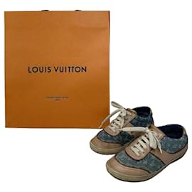 Vintage Louis Vuitton Monogram Denim Leder Sneaker Blau EU36