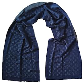 Sciarpa Louis Vuitton Monogram in Cashmere Blu Marino