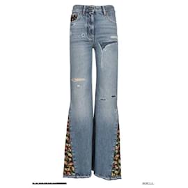 Jeans de algodón azul para mujer Valentino con bordado floral