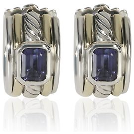 Orecchini Huggie in oro giallo e argento sterling con Iolite di David Yurman