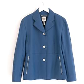 Giacca in pelle di cervo equestre Hermès blu ceruleo