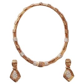 Boucheron Set collana e orecchini in oro e diamanti
