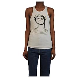 Marni Camiseta sin mangas blanca con estampado - talla UK 8
