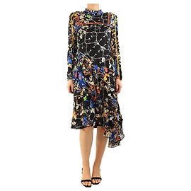 Preen By Thornton Bregazzi Schwarzes bedrucktes Midikleid - Größe S
