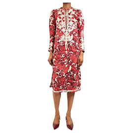 Paul Smith Bordeaux-seidenbesticktes Midikleid - Größe UK 6