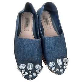 Espadrillas Miu Miu in denim decorate con cristalli