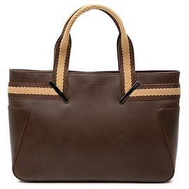 Borsa a mano in pelle marrone Gucci con nastro Web