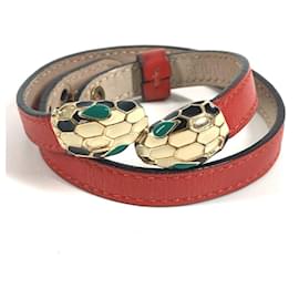 Bulgari Bracciale in pelle rossa Bvlgari