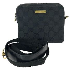 Borsa a spalla in tela GG nera Gucci