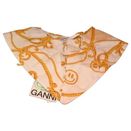 Foulard colletto Ganni in cotone bianco e oro