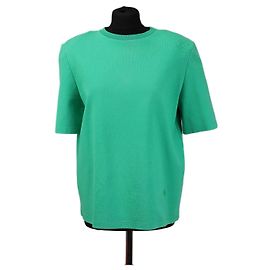 Camiseta de algodón verde con hombreras The Attico