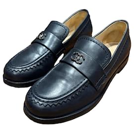 Chanel Navy Leder CC Slipper