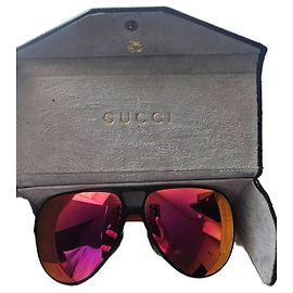 Lunettes de soleil aviateur Gucci orange métal