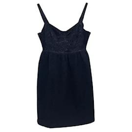 Dolce & Gabbana Mini Kleid Schwarze Wolle Korsett Bustier