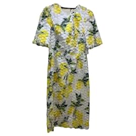 Dolce & Gabbana Midi-Kleid Zitronenprint weiß und gelb