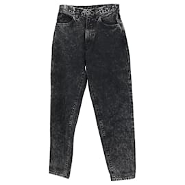 Vaqueros Mom fit acid wash Céline negros de algodón