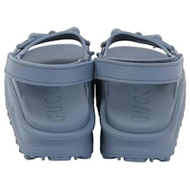 Sandali con plateau in gomma Horsebit Gucci blu navy