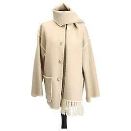 Chaqueta Totême beige con bufanda bordada de lana