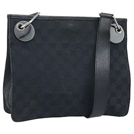 Borsa a Spalla GG Canvas Gucci Nera Argento 120841 Auth ep13711