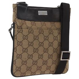 Borsa a Spalla GG Canvas Gucci Beige Argento 019 0349 Auth BSZ031A