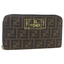 FENDI Zucca Canvas Lange Brieftasche Schwarz Braun Auth ki6613V - Fendi