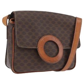 Céline Borsa a Spalla in Tela Macadam CELINE in Pelle PVC Marrone Oro Auth 173698A