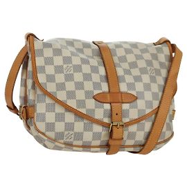 LOUIS VUITTON Bolso de Hombro Saumur 30 Damier Azur SPO N48202 LV Auth ARZ546V