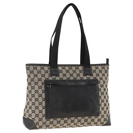Borsa Tote GG Canvas Gucci Nera 019 0426 Auth 174493