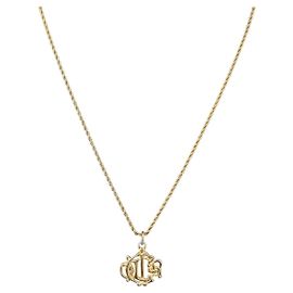 Colar Christian Dior metal tom dourado Auth BA11483