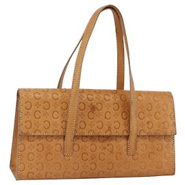 Céline Bolsa de mão em lona Macadam C da CELINE em couro bege e dourado Auth BSZ627A