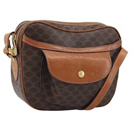 Céline Borsa a Spalla in Tela Macadam CELINE in Pelle PVC Marrone Oro Auth ARZ276