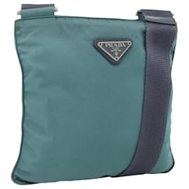 Borsa a Spalla PRADA Nylon Verde Argento Auth BSZ242