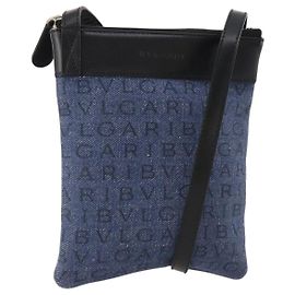 Bulgari Borsa a Spalla BVLGARI Denim Blu Argento Auth 166825