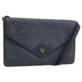 Borsa a Spalla in Tela Honeycomb Christian Dior PVC Nero Oro Auth ARZ307